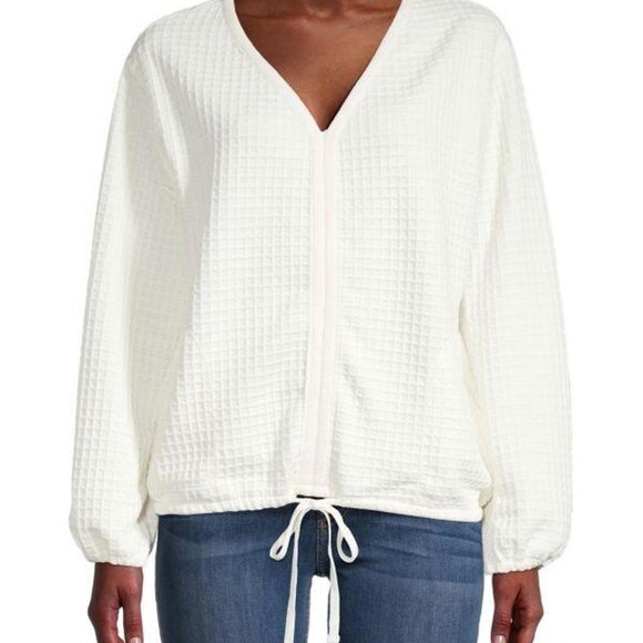 Max Studio Women's Off-White Waffle Popover Sweater - size Sm - Picture 1 of 1
